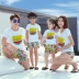 Cha mẹ và con mặc mùa hè 2018 gia đình mới ba gia đình nhà triều bông ngắn tay t-shirt phù hợp với mẹ và con gái phụ nữ