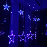 [led彩灯星星灯大小五角星窗帘灯浪漫窗户装饰五星灯串插电电池usb]
