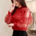 Áo voan nữ 2019 mùa thu mới xù ren ren áo sơ mi cổ tích phối cảnh áo tây nhỏ - Áo sơ mi chiffon ren