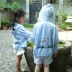 Qi Yue tự chế bông và vải lanh kem chống nắng quần áo cha mẹ và con mặc mùa hè gia đình ba thở điều hòa không khí áo sơ mi nhà đầy đủ trùm đầu áo khoác mỏng