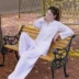 Ấn Độ nhập khẩu bông trắng thêu thủ công cổ điển Hatha yoga quần áo thiền phù hợp với phụ nữ áo sơ mi phù hợp với phần mỏng