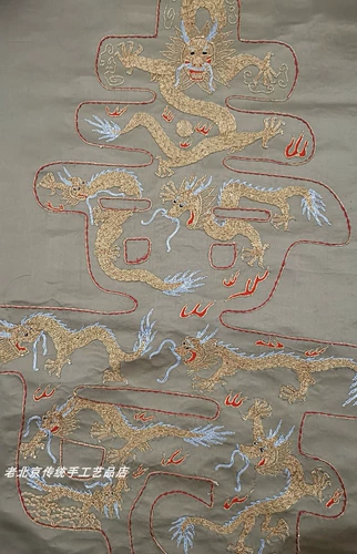 Запретный город Палас -музей, Jiulong Pan Golden Life, представленные подарками, вышитый фильм ручной работы, старый вышитый фильм Пекин вышивая вышивка