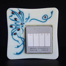 Декор для выключателя pvc镶钻水晶开关贴开关套保护套创意墙贴插座贴墙贴水钻欧式丝带 Rain home