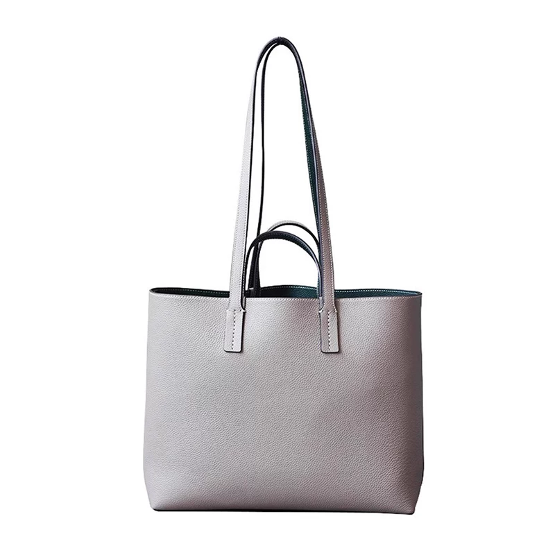 Double-sided leather capacious one-shoulder bag, shoulder bag, genuine leather