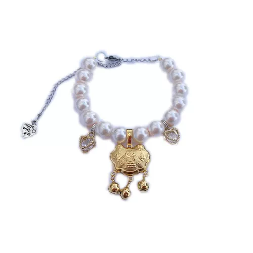 Колокольчик ручной работы, чокер, милое ожерелье из жемчуга, цепочка, аксессуар, домашний питомец, замок долголетия