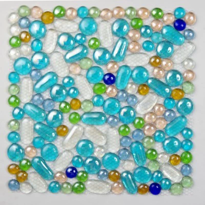 Красочные синие пастырские средиземноморские хрустальные стеклянные бусинки круглый булыжник для ванной