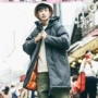 Tokyo tủ quần áo mùa đông gốc Nhật Bản màu rắn dụng cụ đội mũ trùm đầu dài dày bông áo triều của nam giới thường áo khoác áo dạ nam