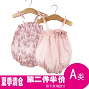 Ruiqi nhà mùa hè em bé tạp dề sling trẻ sơ sinh cotton tạp dề những người mùa hè mỏng sling - Áo liền quần