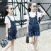 Cô gái denim bib 2018 mùa xuân và mùa thu người đàn ông mới của big trẻ em 5 Hàn Quốc phiên bản 9 trẻ em 12-year-old cô gái dây đeo quần Quần jean