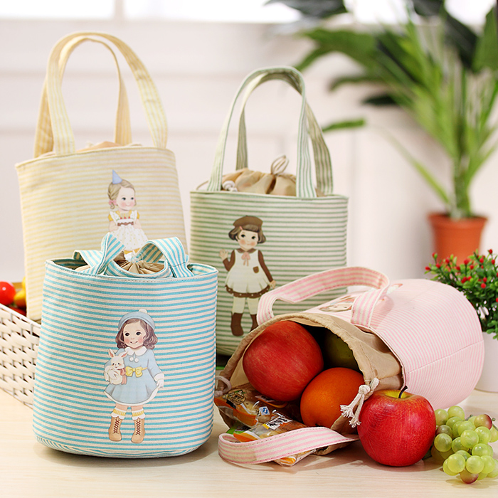 Large waterproof canvas cartoon lunch bag lunch bags small bag Mummy bag Korean cute handbag