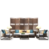 Новый китайский диван с твердым деревом Комбинированной современной китайской гостиной модель модельной комнаты одиночная двойная тройная настройка мебели Zen Zen