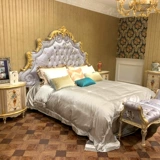 Резная сиреневая ткань для принцессы из натурального дерева, туалетный столик для кровати, французский стиль