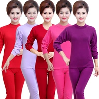 Qiuyi Qiuku phụ nữ trung niên đồ lót nhiệt cotton mẹ phần mỏng bông áo len mùa thu quần áo phù hợp với đồ bộ nữ mặc nhà