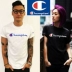 Champion Champion US phiên bản gốc của chữ C lớn thêu cỏ logo nam và nữ cặp đôi cotton ngắn tay áo thun thủy triều - Áo phông thể thao áo ba lỗ the thao Áo phông thể thao