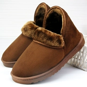 Giày cotton cắt thấp cũ cộng với giày nhung dày cha ấm áp để gửi người trung niên với giày cotton chống trượt mùa đông