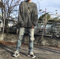 Толстовка 质感爆炸yeezy season 6 kanye高街大地色基础水洗做旧卫衣外套