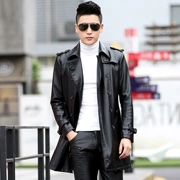 Da áo gió nam dài phần 2018 mùa xuân và mùa thu nam thanh niên áo khoác da Slim Hàn Quốc phiên bản của đẹp trai Haining phần mỏng áo khoác da