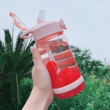 Спортивный портативный пластиковый чайник для спортзала со стаканом, стакан, чашка для школьников, в корейском стиле, защита при падении