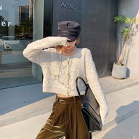 Осенний лонгслив для отдыха, кардиган, круглый воротник, V-образный вырез, оверсайз