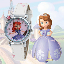 Принцесса София Детские часы Девочки Водонепроницаемые кварцевые часы Школьники Милые девочки Ремень Электронные часы