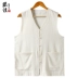 Mùa Hè Mỏng Áo Vest Trung Niên Và Người Cao Tuổi Áo Vest Nam Kích Thước Lớn Vải Lanh Áo Bố Vải Lanh Cotton Vai Phong Cách Trung Hoa Tang Phù Hợp Với