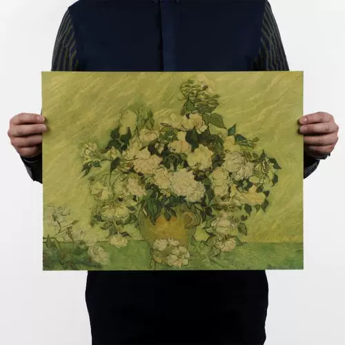 [梵高莫奈毕加索等怀旧复古油画合集 牛皮纸海报 装饰画芯36x47cm]