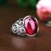 S925 sterling bạc retro nhẫn trống khay tự làm khảm sáp ong đá quý hổ phách đá quý 12 * 16 hình bầu dục nữ hỗ trợ 11 * 14