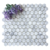 Белая шестиугольная мозаичная плитка бар Дэвид Карара Белый гексагональный камень туалетная стена ванная комната