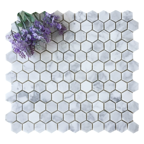 Белая шестиугольная мозаичная плитка бар Дэвид Карара Белый гексагональный камень туалетная стена ванная комната