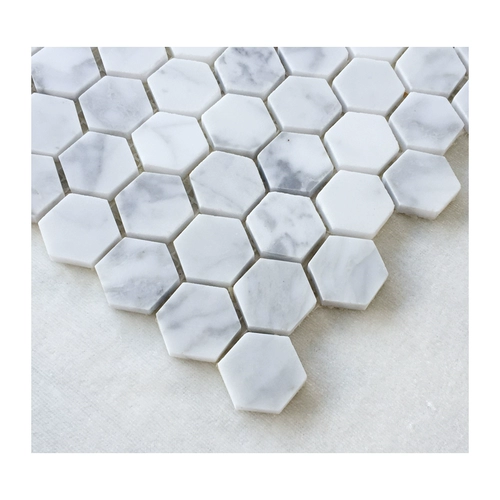 Белая шестиугольная мозаичная плитка бар Дэвид Карара Белый гексагональный камень туалетная стена ванная комната