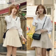 Tại sao Kim thư ký làm điều đó? Jin Zhiya với áo sơ mi xù xì top + váy phù hợp với áo trắng đẹp