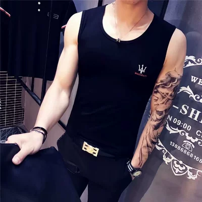 Của nam giới Hàn Quốc phiên bản của vest 2018 mùa hè cá tính in ấn thanh niên Slim loại triều nam cotton dưới mồ hôi vest shop quần áo thể thao Lót