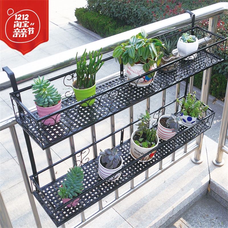 kệ gỗ trồng hoa Phong cách châu Âu mới sắt nghệ thuật nhiều lớp nhện phong lan và củ cải xanh mọng nước lan can ban công lan can treo tường phòng khách giá treo hoa kệ để hoa ban công kệ gỗ treo ban công