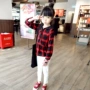 MIKA quần áo trẻ em 2017 mùa xuân mới cô gái Hàn Quốc cao đẳng gió với búp bê cổ áo bông mỏng kẻ sọc áo sơ mi áo sơ mi bé trai size đại