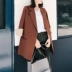 Phù hợp với áo khoác nữ phiên bản Hàn Quốc 2018 mới Morandi màu sắc sang trọng đầu thu dài đoạn dài tay áo bảy điểm khí chất thời trang u40 Business Suit