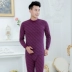 Trung niên và người già Qiuyi Qiuku nam cao cổ bông áo len cotton ông già cha đồ ​​lót nhiệt đặt mùa đông Phù hợp với nóng lên