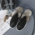 Phụ nữ bán dép 2018 mùa thu mới hoang dã phiên bản Hàn Quốc của giày Baotou lông phẳng bên ngoài mang dép lười xã hội - Dép Dép