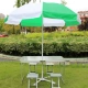 Один стол, четыре табурета+2,4 метра зеленого и белого зонта+зонтик сидит