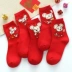 Sock đỏ cho nam và nữ cặp vợ chồng trong năm sinh là một con chuột vào mùa thu và mùa đông trong chiếc vớ cotton ống đám cưới vớ lớn màu đỏ bước vào nhân vật phản diện - Vớ bông