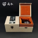 Литературный ретро хлопок Mainer Full -Fans, квадратная среда, простой фиолетовый фарфоровый фарфоровый антиквариат Brocade Box