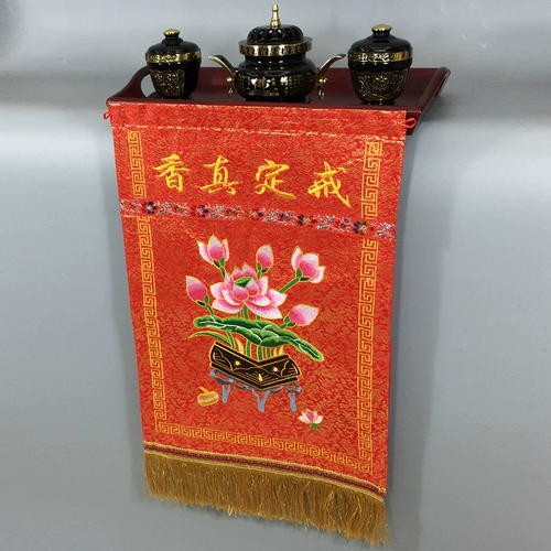 Буддийское оборудование Фухуэй, принадлежности для медитации, буддийский зал, ниша, стол, вышивка, окантовка стола, поднос для посвящения, курильница, пороховница, красное посвящение, настоящие благовония