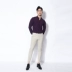 Áo phông mỏng màu tím đậm của Kawasawa 2019 phiên bản Hàn Quốc của người tu luyện tự giác trơn áo cổ áo chống nhăn tay áo dài tay - Áo ao so mi trang Áo