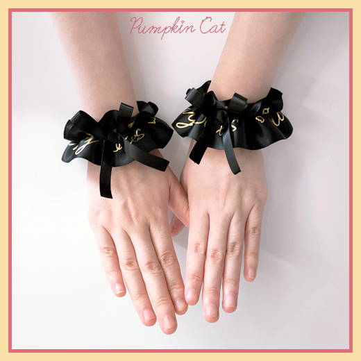 Sleeves - Black (Pair)【 Slow mass 】 Pumpkin cat Candy Boxes lovely Gift box Headwear hair hoop Small things Neck ring KC