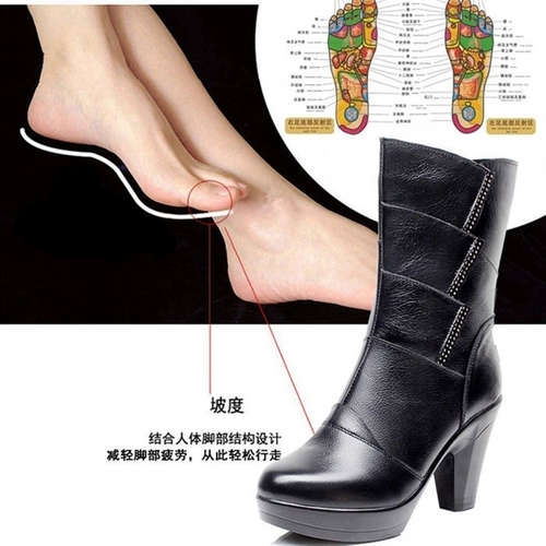 Martens, сапоги, демисезонные ботинки на высоком каблуке, коллекция 2022, осенние, средней длины, из натуральной кожи