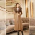 Áo khoác cashmere dài của phụ nữ mỏng eo mỏng Cà phê dày Camel Mới Scorpion Real Fur Cổ áo len - Accentuated eo áo áo khoác dạ đẹp Accentuated eo áo