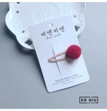 [Er Niu.儿童发夹女童毛毡夹彩色羊毛球BB夹女童边夹刘海夹6个色]