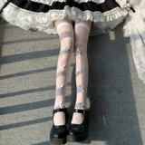 Белые летние тонкие милые гольфы с бантиком, стиль Лолита