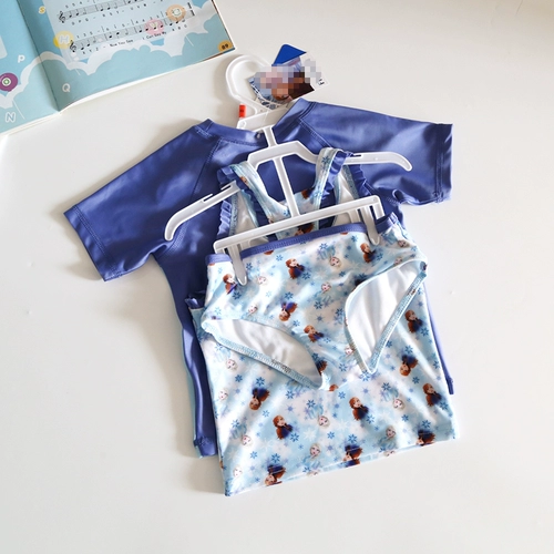 Купальник, раздельная футболка с коротким рукавом, пляжный комбинезон, европейский стиль, защита от солнца