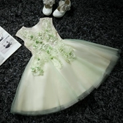 Cô gái cưới công chúa váy hoa cô gái piano trang phục ánh sáng màu xanh lá cây lớn trẻ em catwalk buổi tối giải phóng mặt bằng đặc biệt