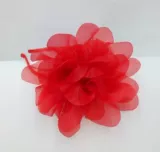 Детский аксессуар для волос, повязка на голову, шифоновый розовый красный белый ободок ручной работы, в цветочек